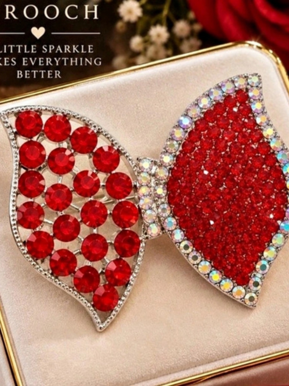 Red Rhinestone Brooch